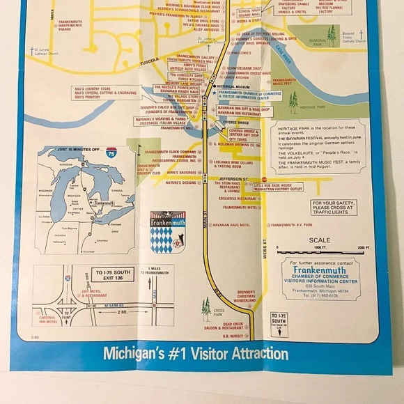Vintage Frankenmuth Explore Michigans  Little Bavaria Map Brochure Pamphlet - Picture 9 of 14